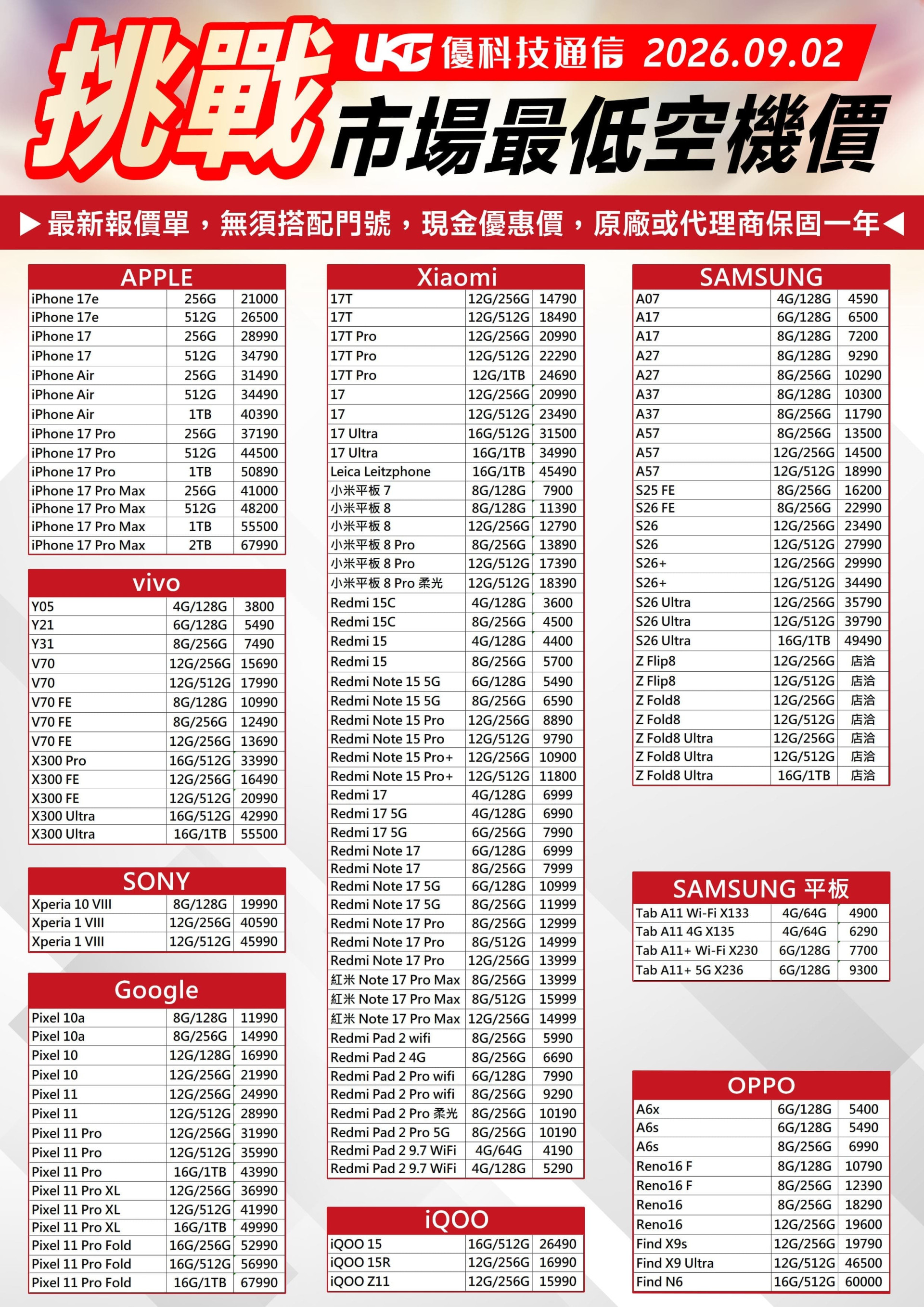 UKG最新報價單